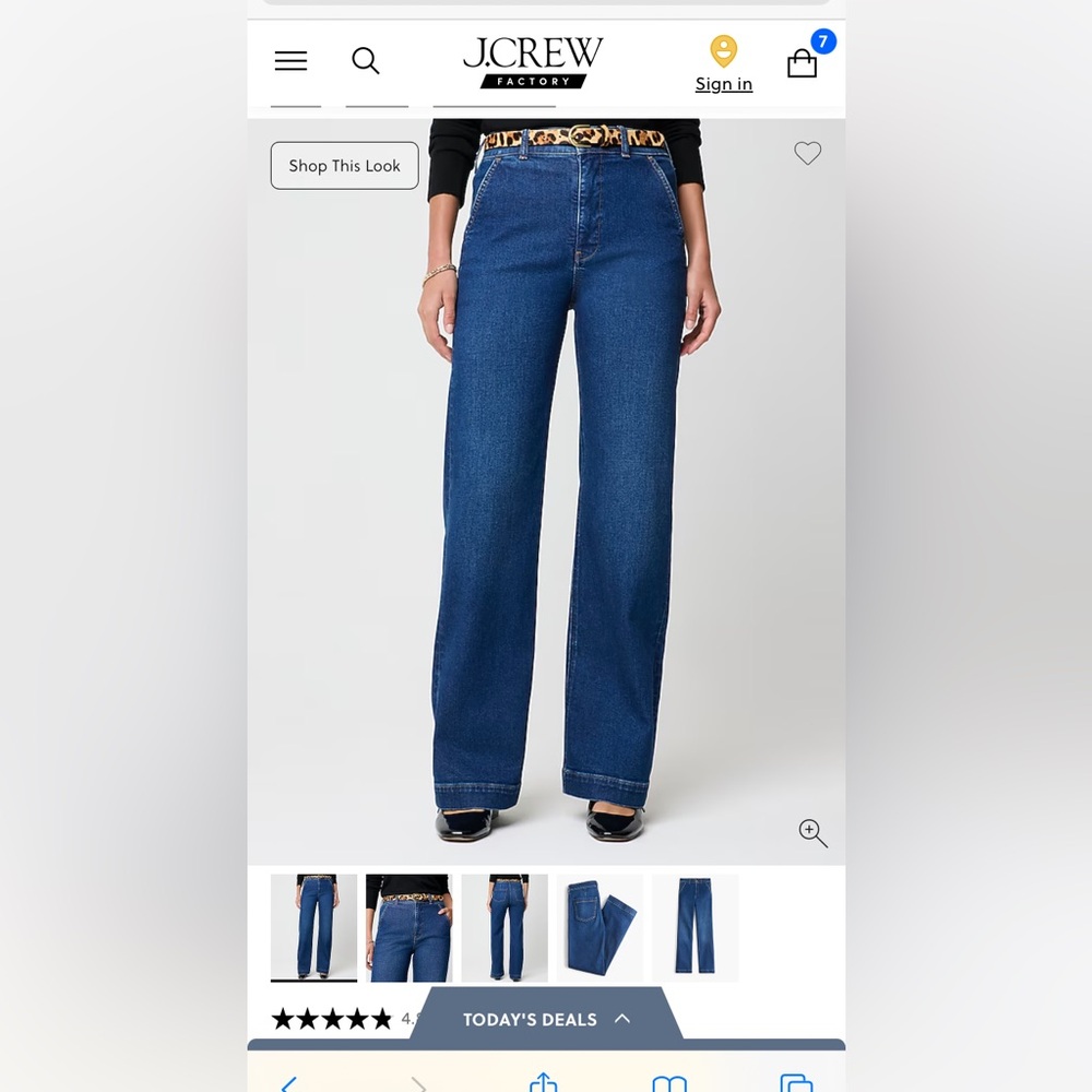 J. Crew Women's Dark Blue High Rise Trouser Jeans, Size 29